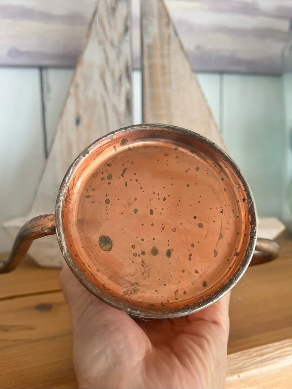 Hammered Copper olive oil cruet Pitcher - Warm Copper Finish